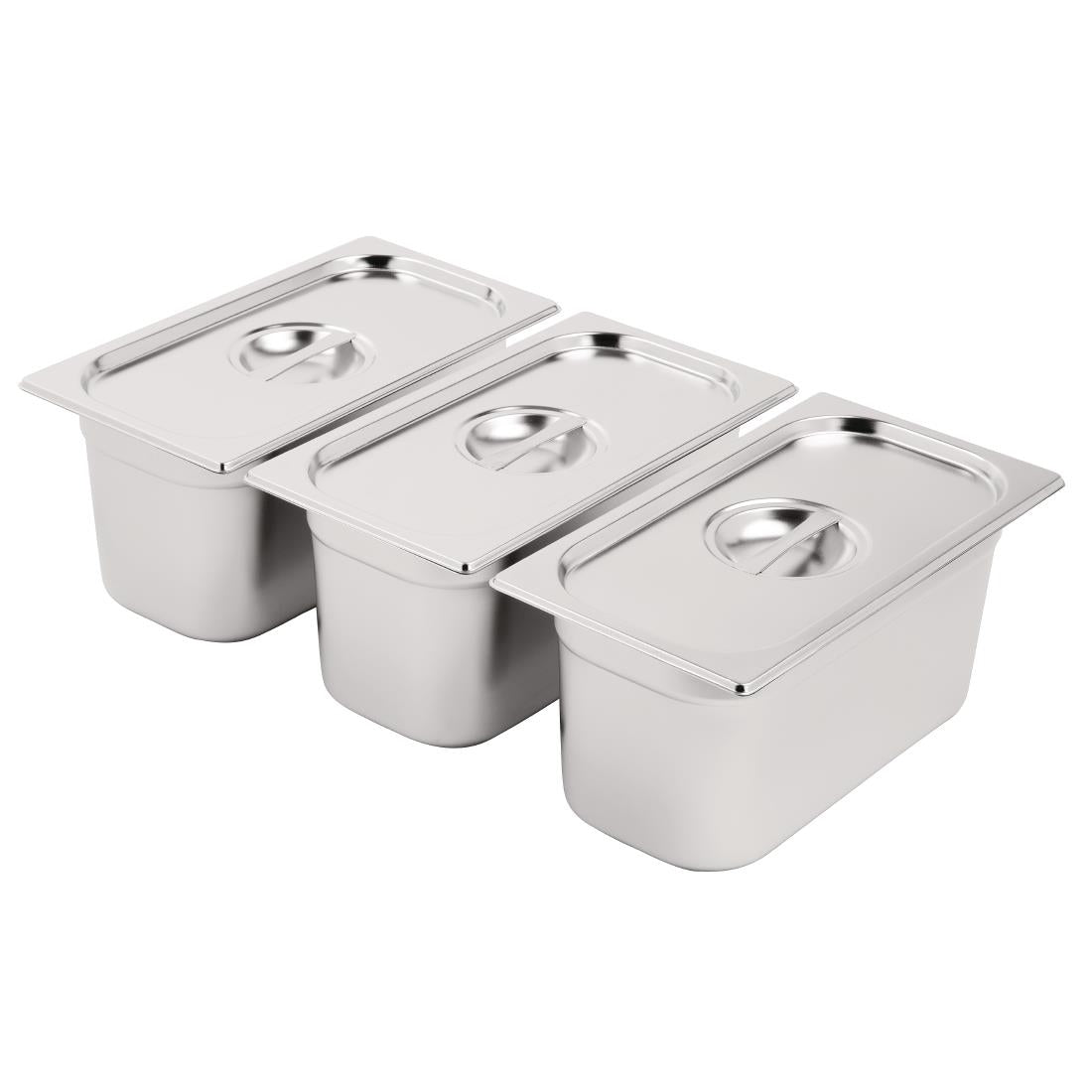 Ensemble inox 3 GN 1/3 avec couvercles Vogue — SA242