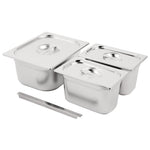 Ensemble de bacs GN 1/2 et 2 x 1/4 inox avec couvercles Vogue — SA244
