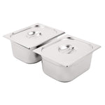 Ensemble de bacs GN 2 x 1/2 en inox avec couvercles Vogue — SA245