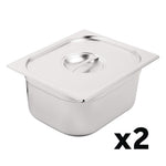 Ensemble de bacs GN 2 x 1/2 en inox avec couvercles Vogue — SA245