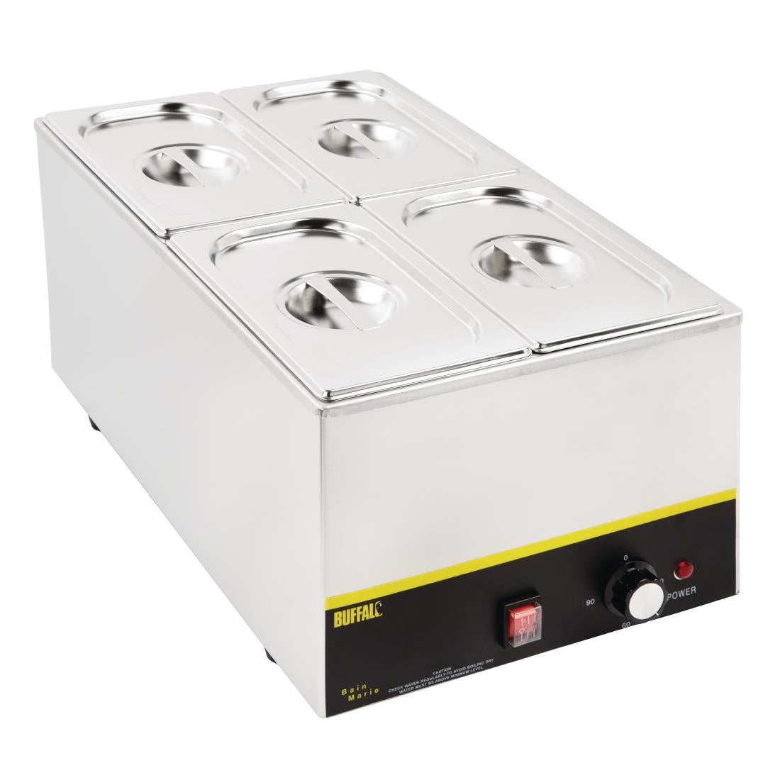 Ensemble de 4 bacs GN 1/4 en inox avec couvercles Vogue — SA247