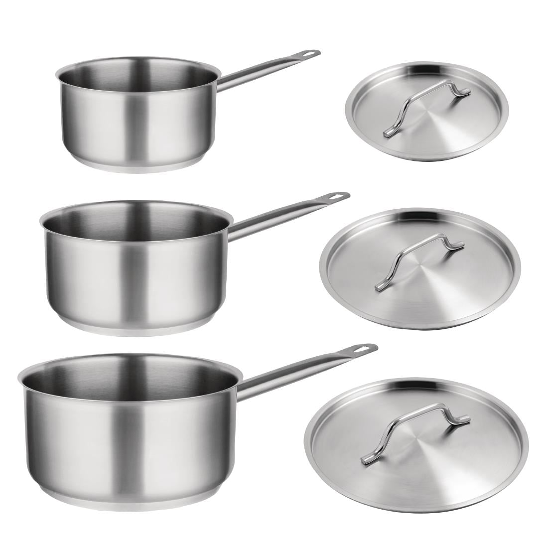 Ensemble 3 casseroles et couvercles inox Vogue Cook Like A Pro — SA617