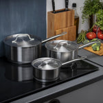 Ensemble 3 casseroles et couvercles inox Vogue Cook Like A Pro — SA617