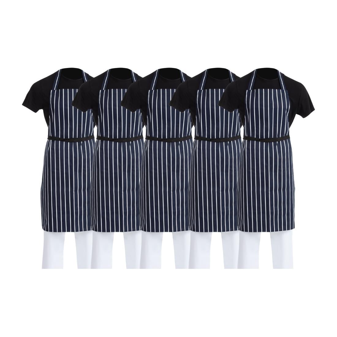 Tabliers bavettes Whites rayés marine et blanc (lot de 5) — SA820