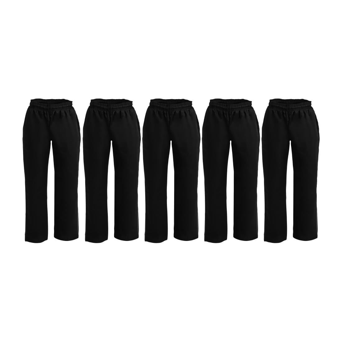 Pantalons de cuisinier mixtes en polycoton Whites Vegas noirs L (lot de 5) — SA826