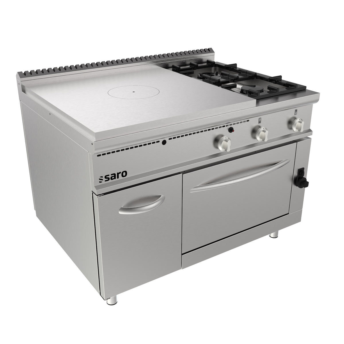 Cuisinière à plaques chauffantes SARO avec four à gaz + 2 brûleurs + porte LQ / TPG6LO - 423-8120