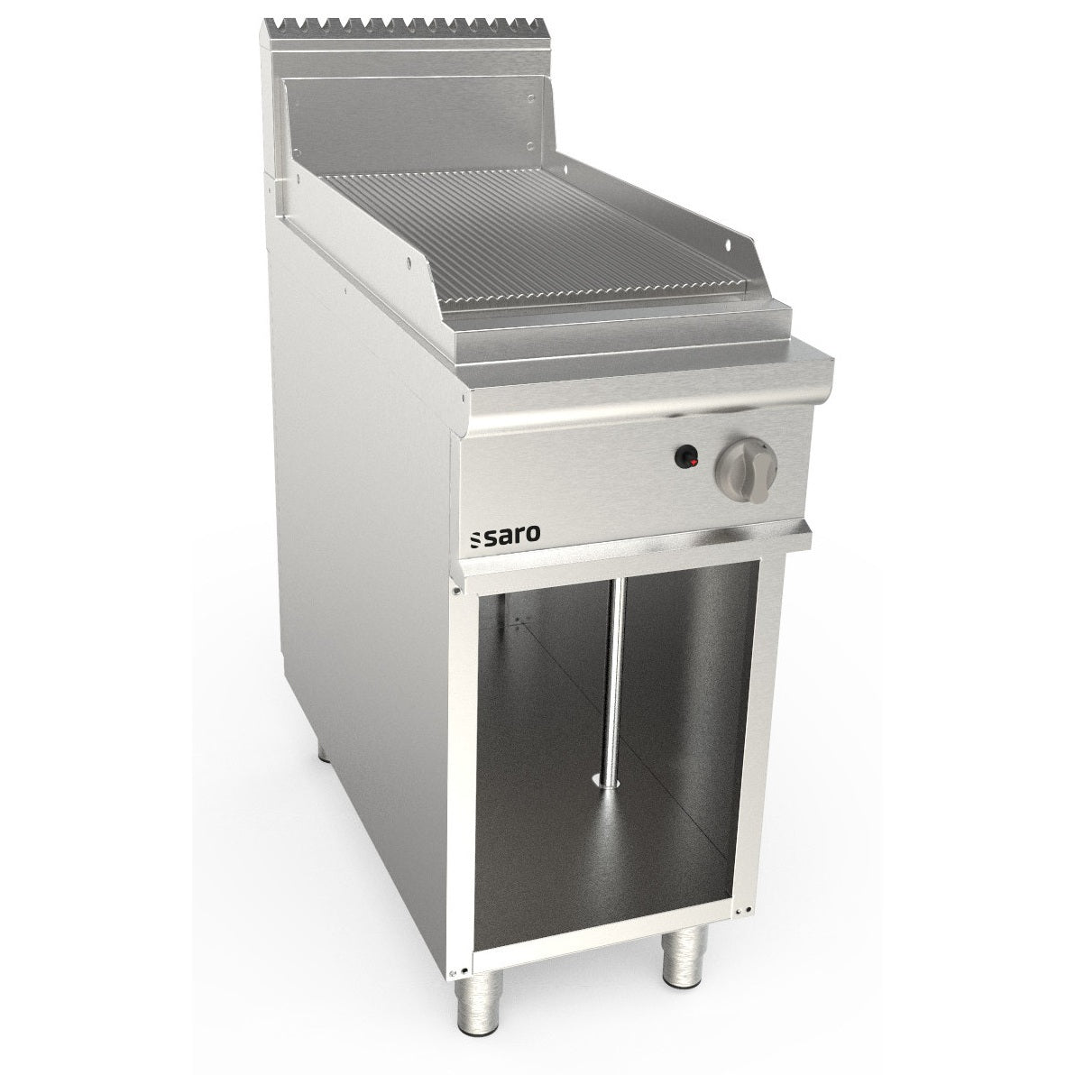 Plaque de cuisson au gaz SARO, largeur 400 mm, sur pied, rainurée LQ / FTG2BAR - 423-8630