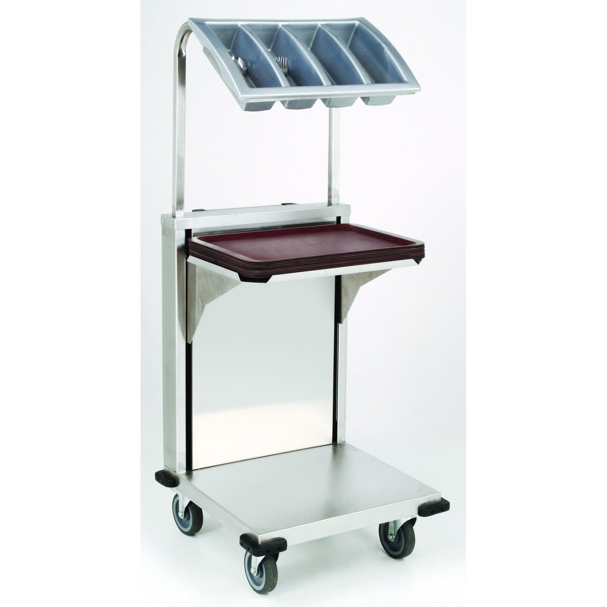 Distributeur de plateaux SARO en acier inoxydable 304 + range-couverts TAB2 - 452-1205
