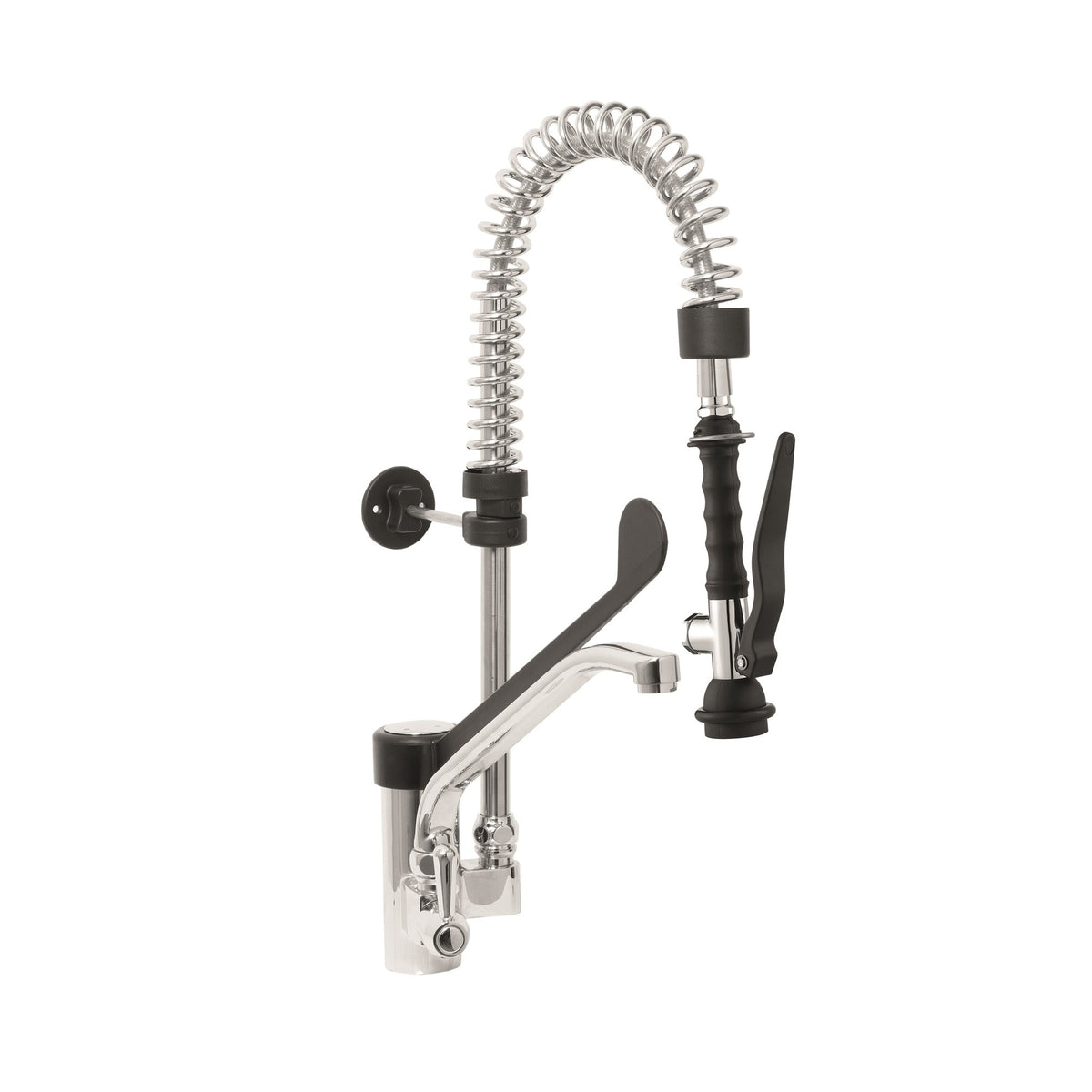 Douche de pré-rinçage SARO à un trou + robinetterie à levier noire EMMI - 457-1070
