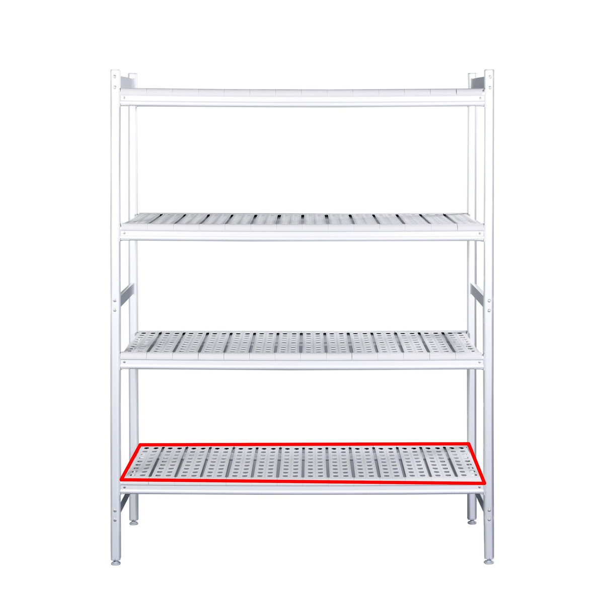 Tablette SARO en aluminium avec caillebotis en plastique 475 x 886 mm - 480-1095