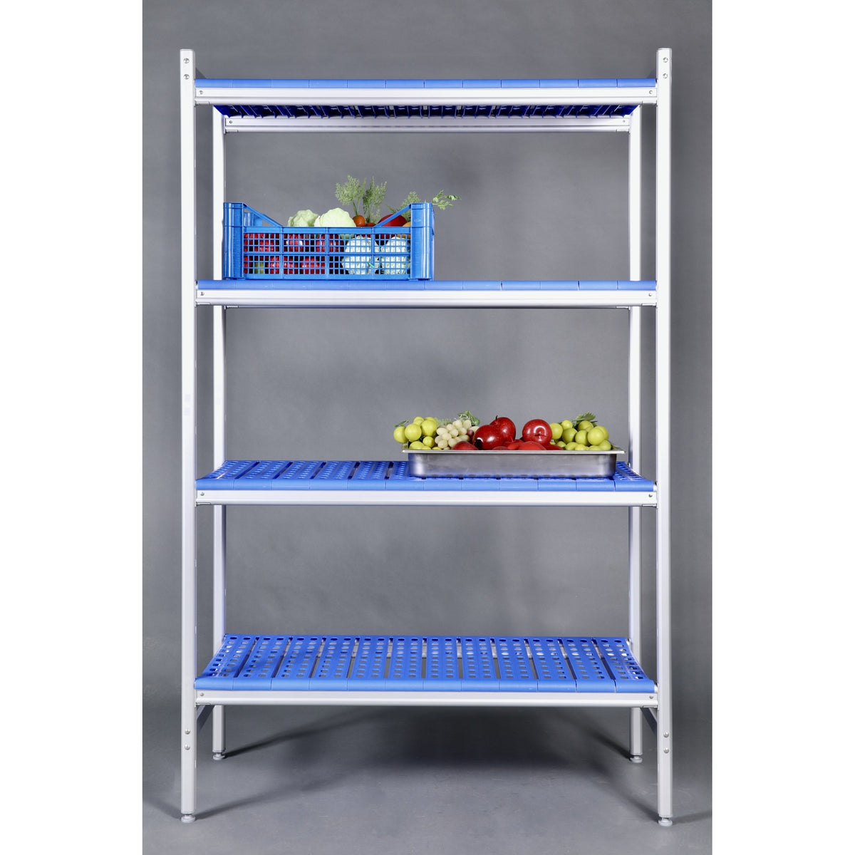 Étagère SARO en aluminium avec 4 grilles en plastique 475 x 798 mm - 480-1500