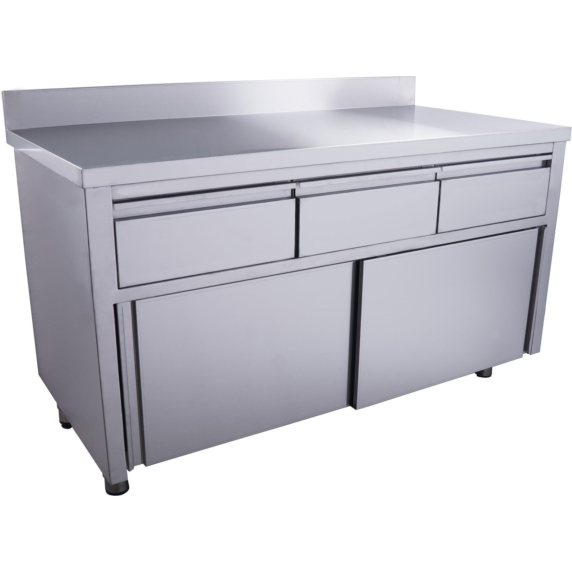 Armoire à portes coulissantes SARO avec 3 tiroirs et rebord supérieur, 1 400 x 700 mm - 700-2310