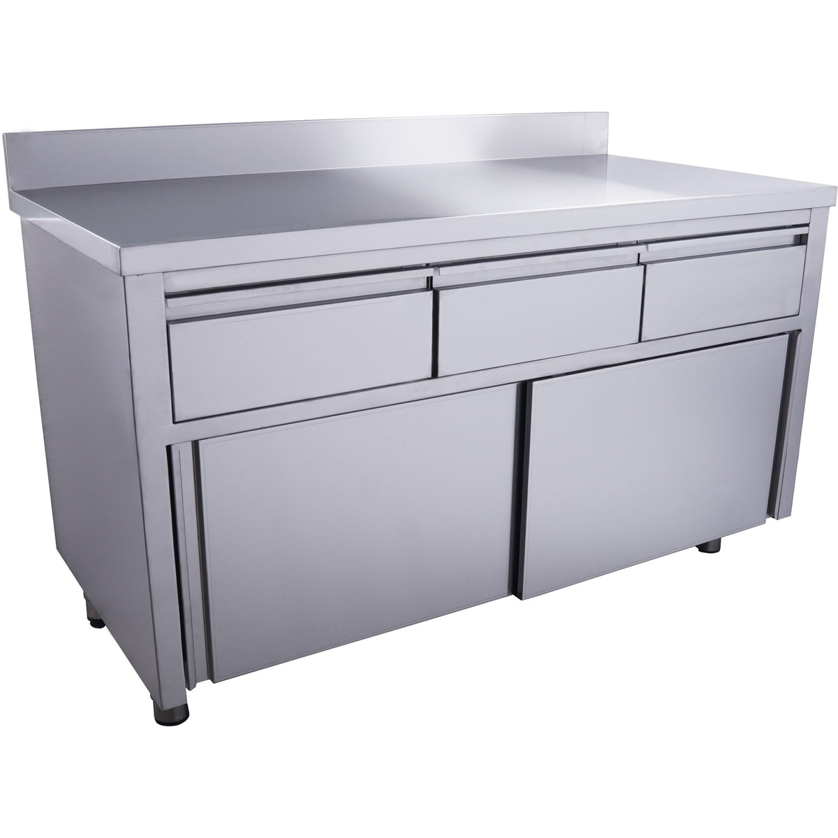 Armoire à portes coulissantes SARO avec 3 tiroirs et rebord supérieur, 1 400 x 700 mm - 700-2310