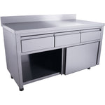 Armoire à portes coulissantes SARO avec 3 tiroirs et rebord supérieur, 1 400 x 700 mm - 700-2310