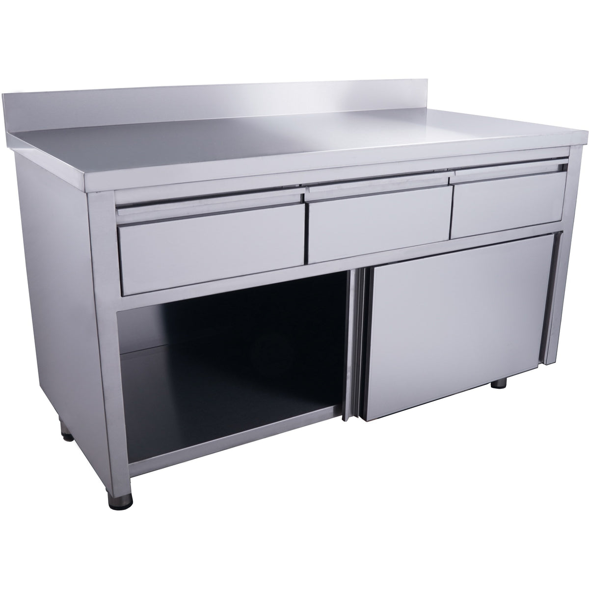 Armoire à portes coulissantes SARO avec 3 tiroirs et rebord supérieur, 1 400 x 700 mm - 700-2310