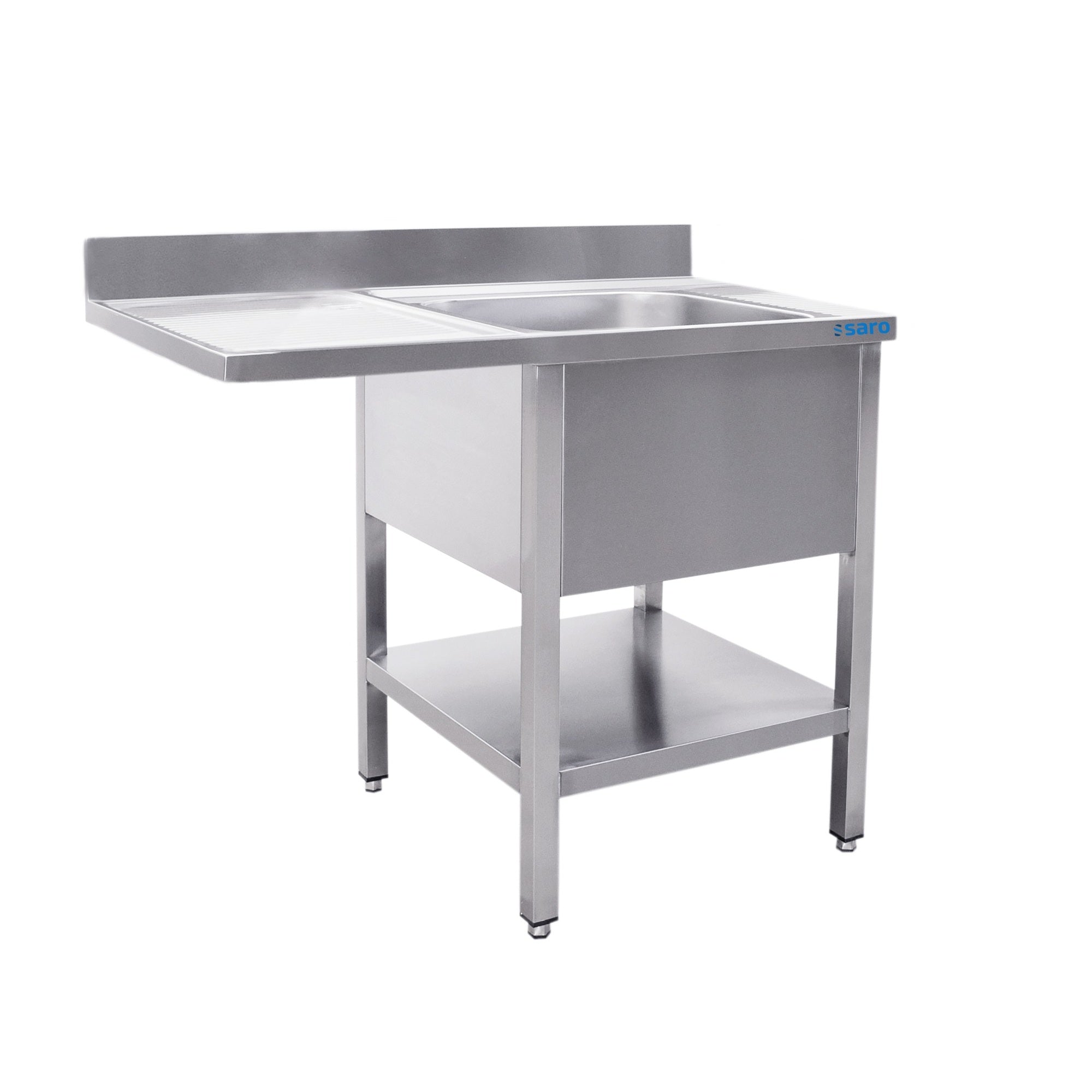 SARO Spoeltafel met 1 wasbak, rechts - 700 mm diepte, 1400 mm - 700-2605R