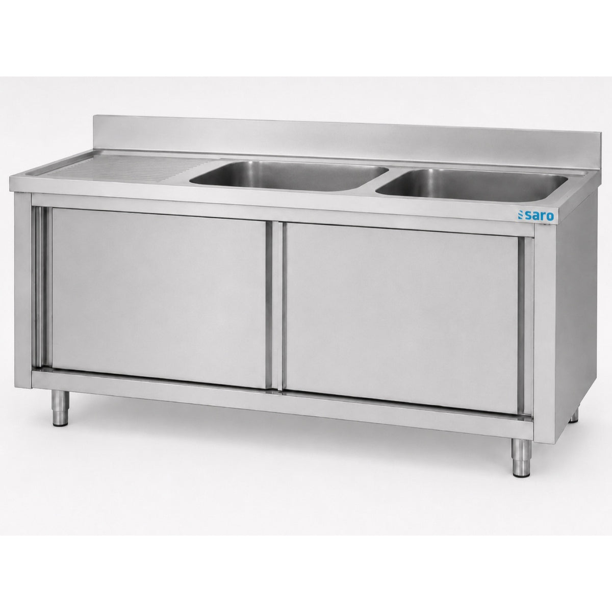 Armoire de lavage SARO à portes coulissantes 2 000 mm, 2 cuves à droite - 700-2760