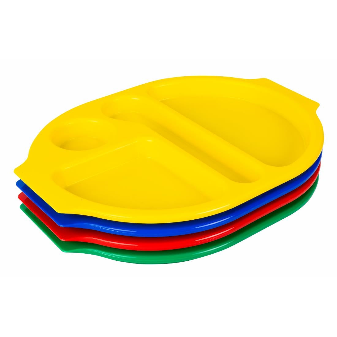 Grands plateaux repas à compartiments en polypropylène Olympia Kristallon rouges 375mm (lot de 10) — U037