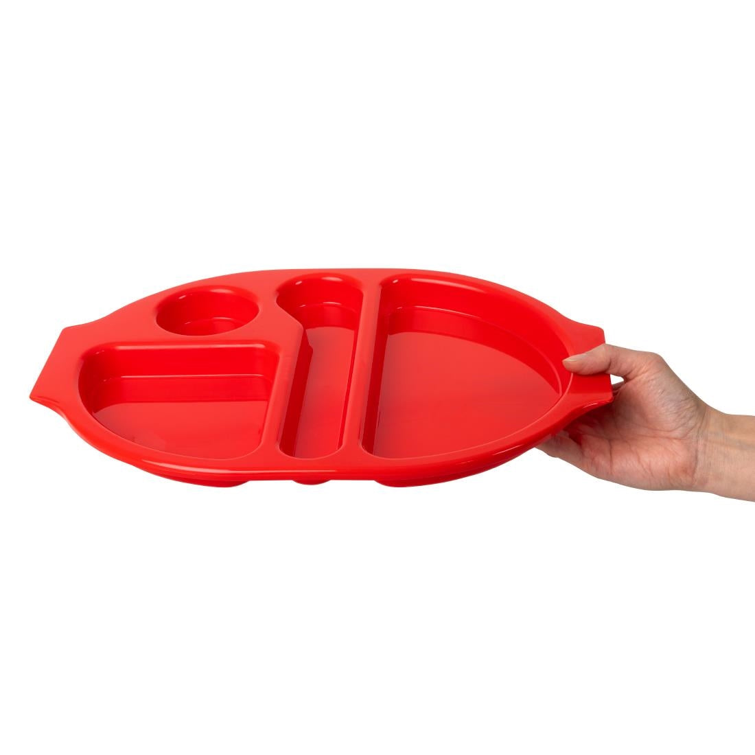Grands plateaux repas à compartiments en polypropylène Olympia Kristallon rouges 375mm (lot de 10) — U037