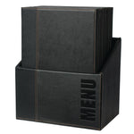 Porte-menus contemporains A4 noirs avec boîte de rangement (lot de 20) — U266