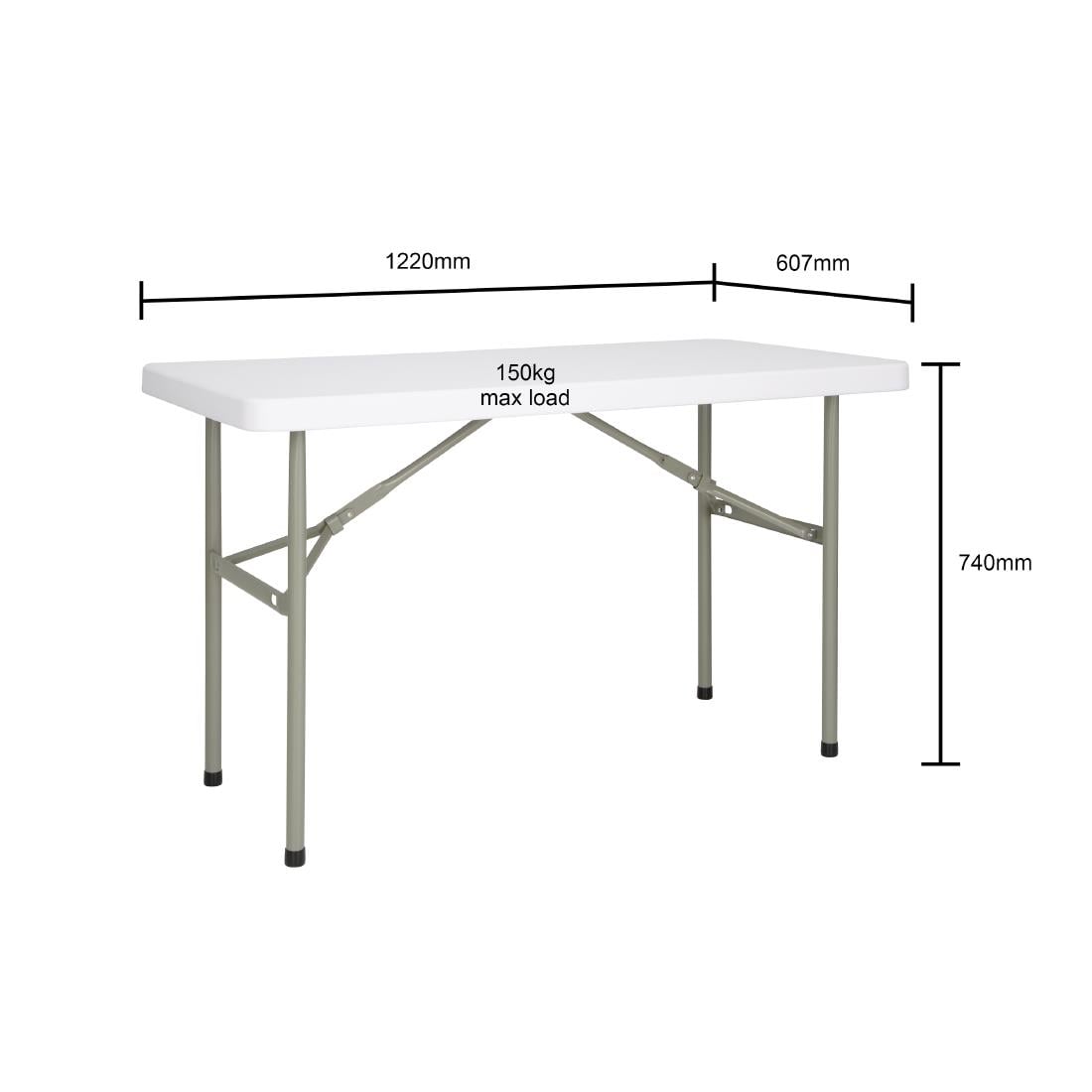 Table rectangulaire pliante Bolero 1220mm — U543