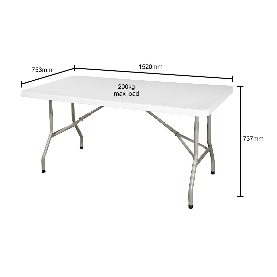 Table rectangulaire pliante Bolero 1520mm — U544