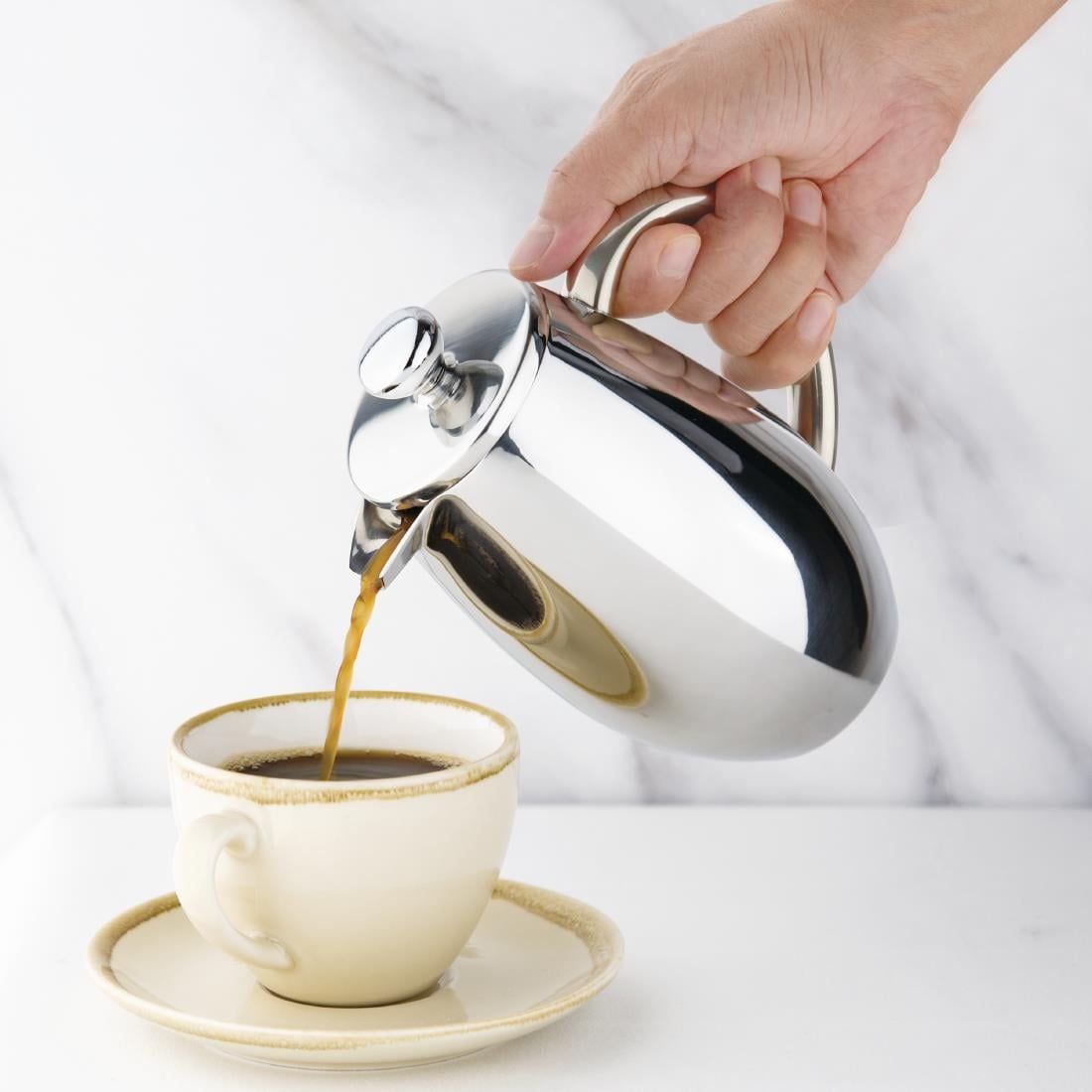 Cafetière à piston en inox isotherme Olympia 3 tasses — W836