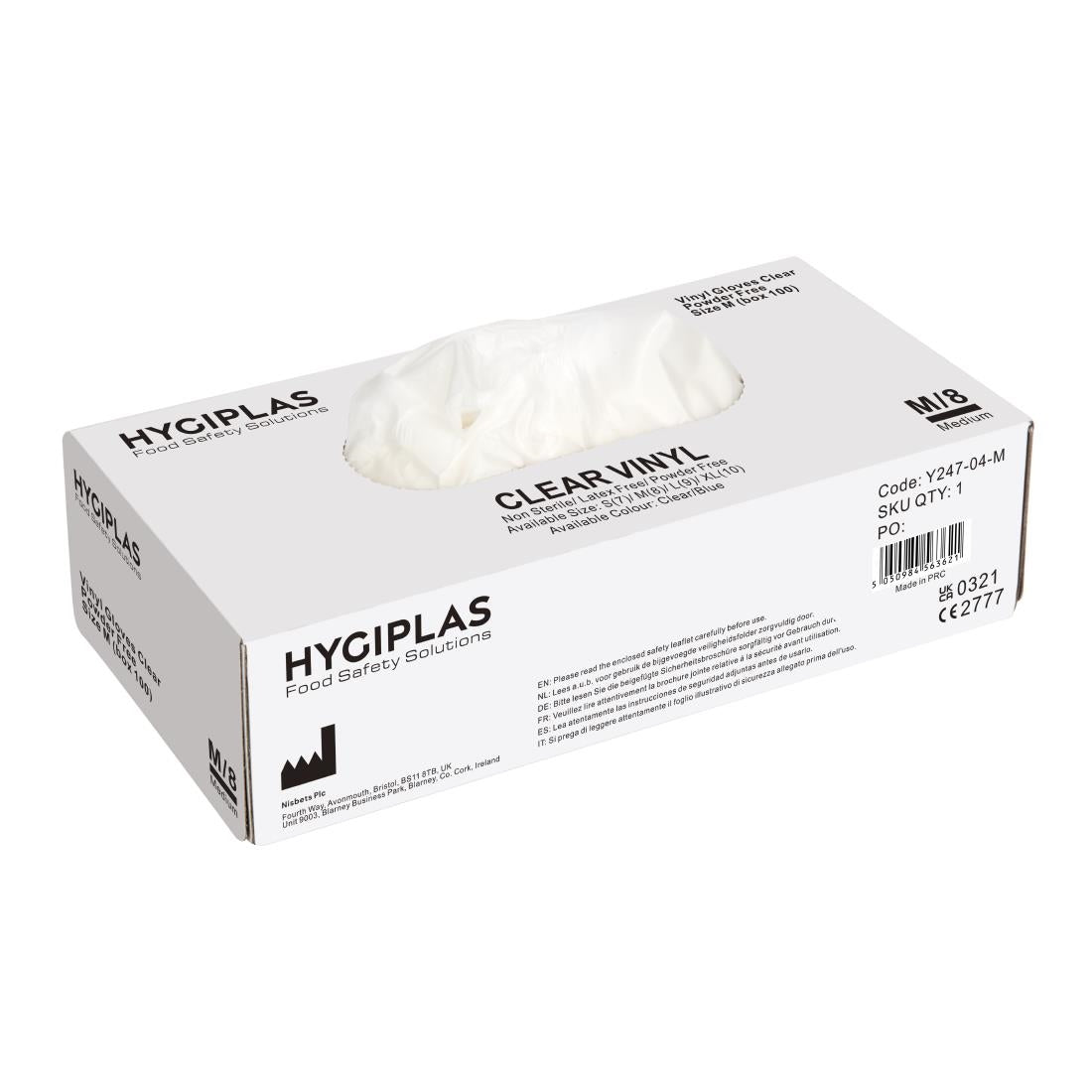 Gants en vinyle non poudrés Hygiplas M (lot de 100) — Y247-M