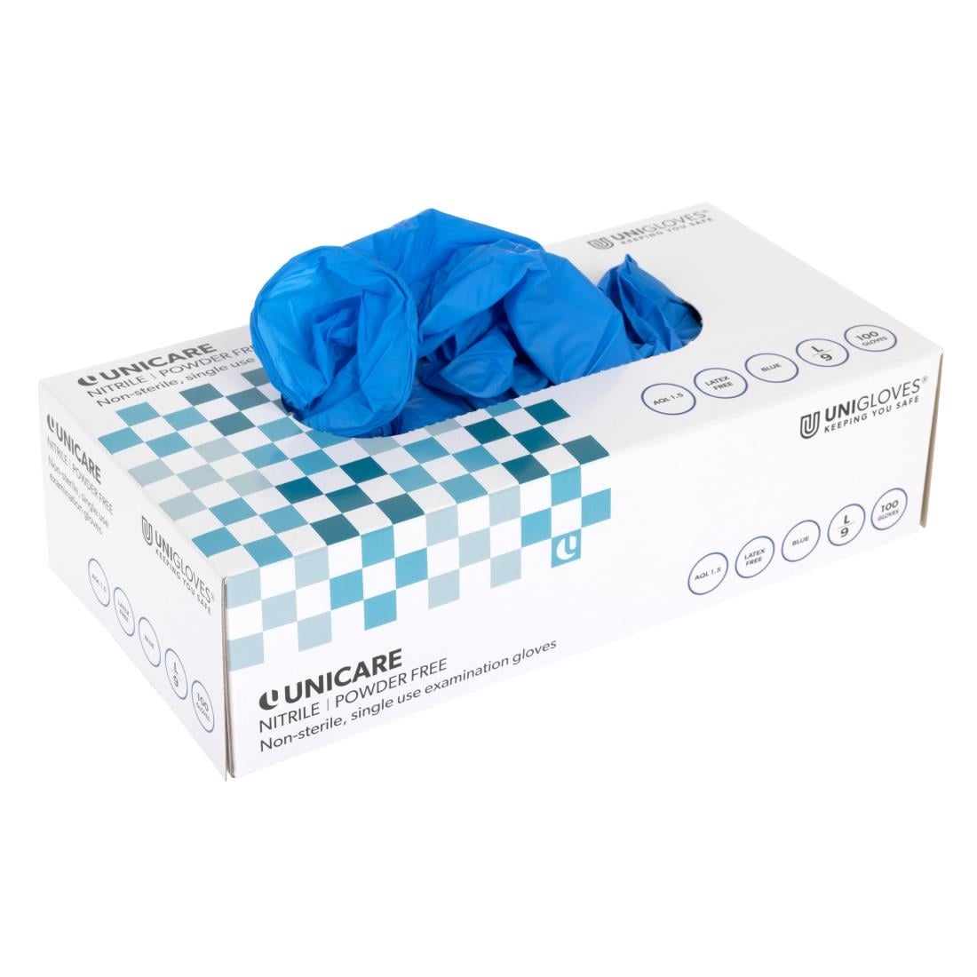 Gants en nitrile non poudrés bleus M (lot de 100) — Y478-M