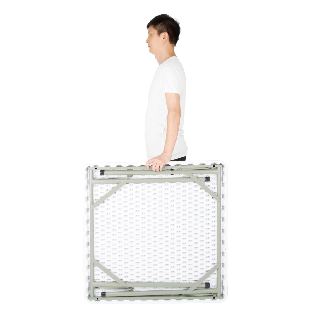 Table carrée pliante en PE Bolero blanche 86cm — Y807